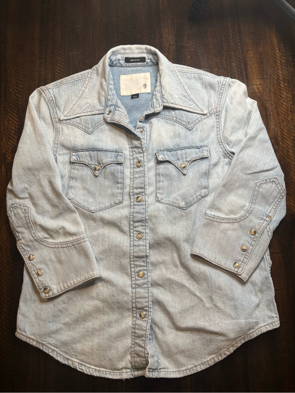 R13 Light Blue Denim Western Shirt Jacket